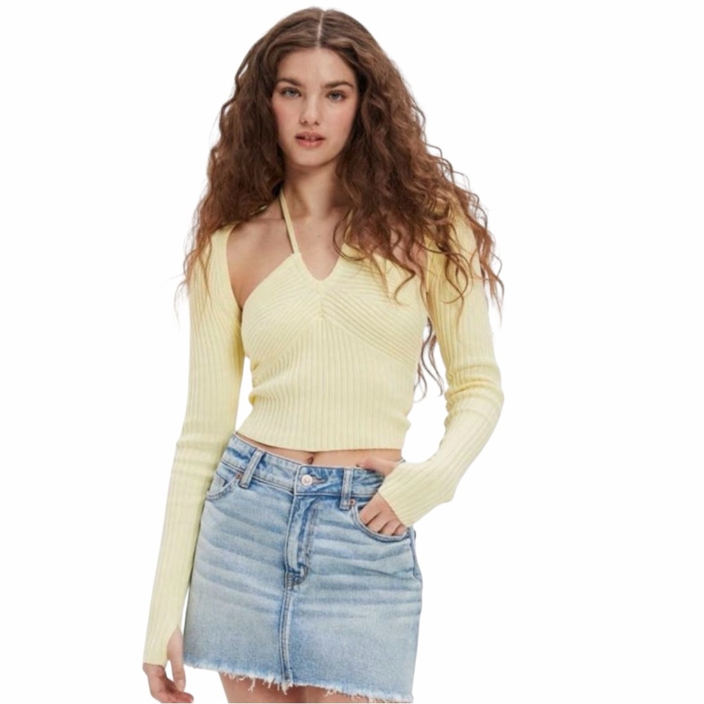 AEO American Eagle 90’s High Rise Cutoff Denim Mini Skirt size 4
